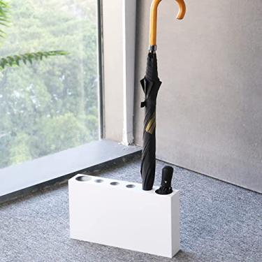 Imagem de YYBOES Porta-guarda-chuva, suporte de guarda-chuva de metal com bandeja coletora para entrada de casa, suportes de pé livres para bengalas, bengalas, bastões de caminhada e bastões de caminhada