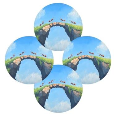 Imagem de Wassud Jogo americano conjunto de 4 formigas tapetes de mesa redondos para cozinha e jantar tapetes laváveis resistentes ao calor decoração de mesa 39 cm