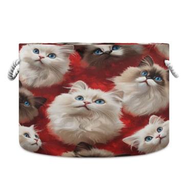 Imagem de WELLDAY Cesta de corda de algodão para gatos e bebês para sala de estar, lavanderia, berçário, travesseiros, decoração de casa