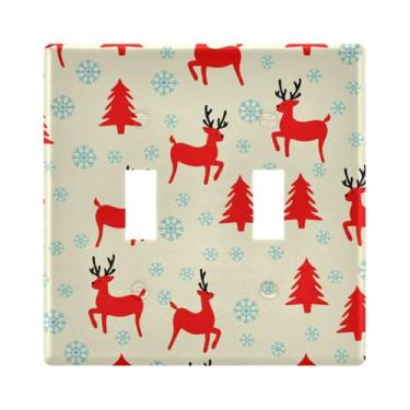 Imagem de Burbuja Capa de placa de parede para interruptor de luz de veado de árvore de inverno, placa decorativa de parede, parafusos incluídos, 2 faixas