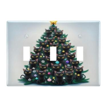 Imagem de Burbuja Capa de placa de parede para interruptor de luz de árvore de Natal, placa decorativa de parede, parafusos incluídos, 3 faixas