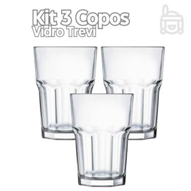 Imagem de Conjunto de 3 ou 6 Copos Vidro de Alta Resistência Trevi 350ML Agua Re