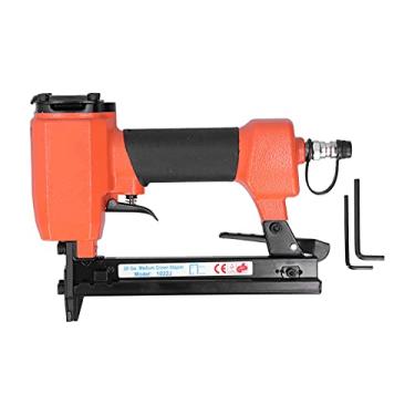 Imagem de Pistola de pregos pneumática para serviço pesado Grampeador de ar profissional com interruptor de um clique Construção de liga de aço para fabricação de móveis Ferramenta de