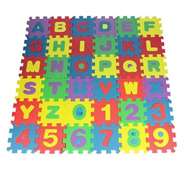 Imagem de MERIGLARE Conjunto de 36 Peças Quebra-cabeça Play Mat Alfabeto Número EVA Multi Color Educacional Tapete Quebra-cabeça Azulejos para Crianças Atividade de Apren, 6cmx6cm
