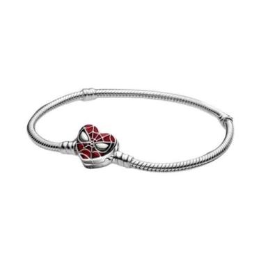 Imagem de Pulseira Feminina De Prata Esterlina 925 17-20CM Com Charms De Coração