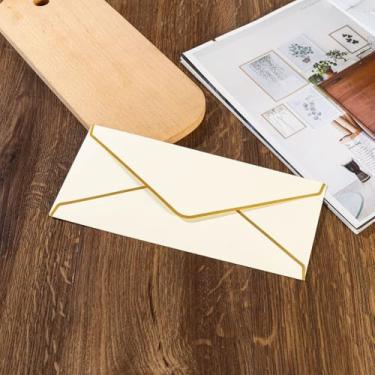 Imagem de Envelope de folha dourada de 10 peças com acabamento dourado para convite de casamento, cartão de felicitações, lembrancinhas de festa, envelopes de Natal