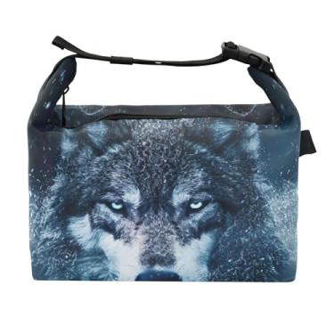 Imagem de TSENQUE Lancheira noturna Wolf Snow para mulheres, lancheira macia para trabalho, estampa animal, bolsa térmica para trabalho