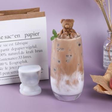 Imagem de Molde de cubo de gelo 3D fofo de urso – Bandejas de silicone para cubos de gelo para café, chá de boba, uísque, bourbon, presentes para amantes de ursos, mulheres e homens