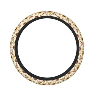 Imagem de Capa de volante Highland Cow & Highland Cattle com 2 ambientadores de carro, instalação rápida e aderência confortável para carros e SUVs