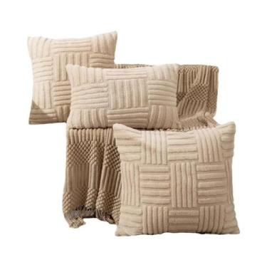 Imagem de Capa De Almofada De Pelúcia Falsa Boho Branca Creme Luxuosa E Macia Pa