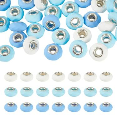 Imagem de 30 peças de contas europeias de furo grande contas de resina facetada para berloques pulseira colar brincos fabricação de joias Rondelle contas para caneta chaveiro DIY artesanato suprimentos luz céu