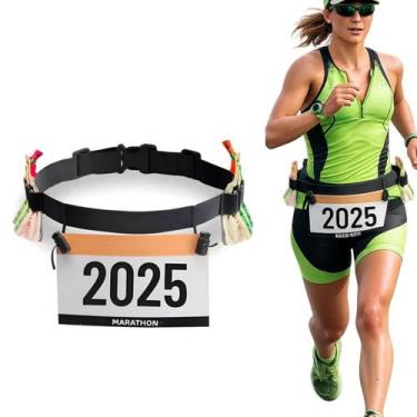 Imagem de Cinto Porta Numero Para Corrida riathlon Ciclismo Carbo Gel trava