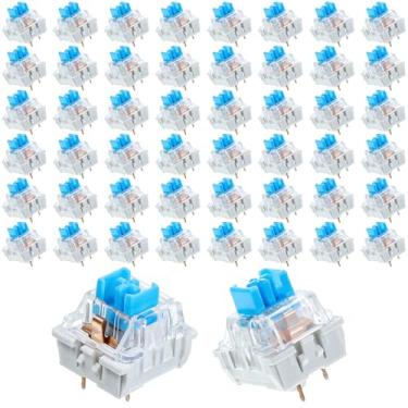 Imagem de Tucnoeu 50 interruptores de teclado, substituição de teclas clicker de teclado, 3 pinos para teclados mecânicos de jogos, interruptores táteis azuis