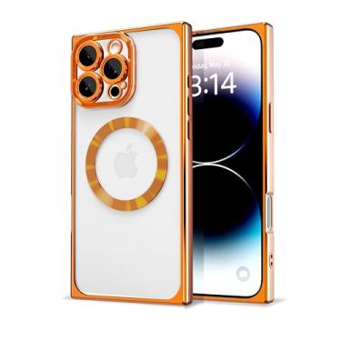 Imagem de IAIYOXI Capa retangular magnética transparente para iPhone 17 Air, [compatível com MagSafe], capa de telefone macia com proteção total da lente da câmera, capa fina antiarranhões à prova de choque