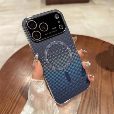 Imagem de HTVJFXCapa fosca ultrafina em fibra de carbono para iPhone 16 Pro com carregamento sem fio magnético e revestimento em TPU fosco (para iPhone 16 Pro/Azul Marinho)