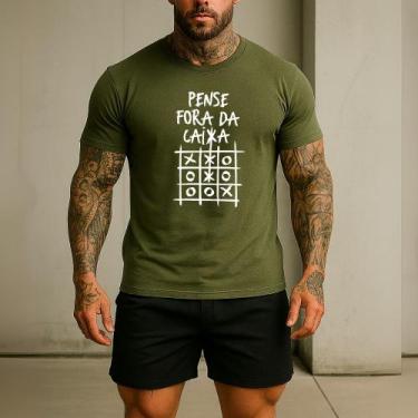 Imagem de Camiseta Masculina Ref 245 Pense Fora Da Caixa Jogo Velha Camisa Algod