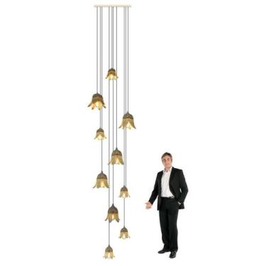 Imagem de Lustre Pendente Para Sala Pé direito Alto Duplo Flora Marfim - Otago