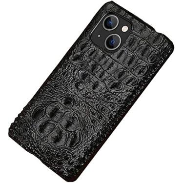 Imagem de FULNES Capa para Apple iPhone 14 Plus 6,7 polegadas 2022, couro de crocodilo negócios à prova de choque capa de telefone traseira de meio pacote [proteção de tela e câmera] (cor: caveira)