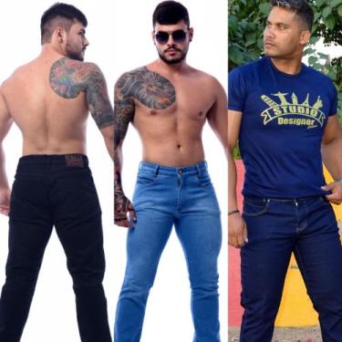 Imagem de kit com 3 calca masculina studio jeans tradicional premium com lycra p