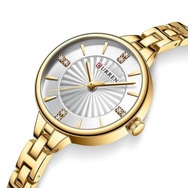 Imagem de Relógio De Pulso Feminino Dourado Curren Pulseira Metálica-Feminino
