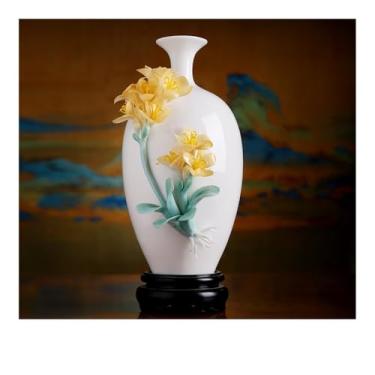 Imagem de Vaso de porcelana de cerâmica simples estilo chinês ornamentos de mesa sala de estar arranjo de flores estudo arte criativa decoração vasos de flores