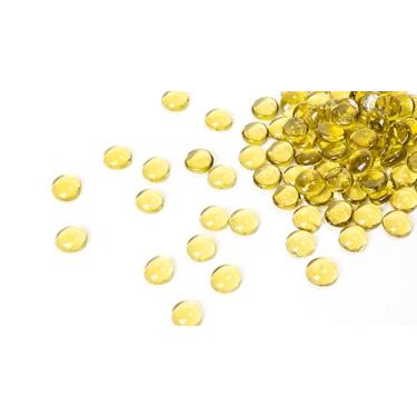 Imagem de Foncomy Mármores de vidro plano amarelos, pedras preciosas de 400 g para enchimento de vasos, contas de vidro decorativas para vasos, artesanato, flores, pedras de Mancala, centros de mesa, rochas de