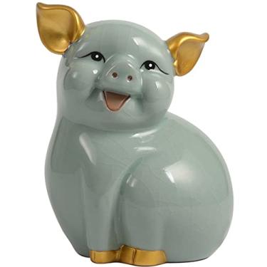 Imagem de Cofrinho mealheiro para meninos cofrinho de cerâmica cofrinho, decoração de armário de vinho de varanda, banco de dinheiro fofo criativo, ornamento de casa de estilo nórdico, dentro e fora (cor: azul