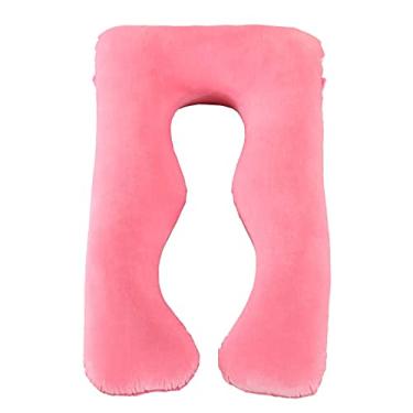 Imagem de Travesseiros de gravidez para dormir, travesseiro corporal em forma de U para gravidez, travesseiro de maternidade de 140 cm, suporte para as costas com capa de veludo cinza