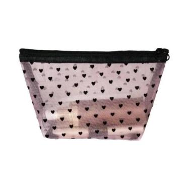 Imagem de Bolsa Cosmética Transparente Em Forma De Coração Para Mulheres, Organi