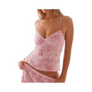Imagem de Top Cropped Feminino Com Alças Finas E Lantejoulas, Estilo Fairycore, 
