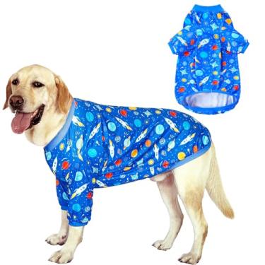 Imagem de PriPre Camisetas para cães com estampa de espaço azul para animais de estimação, pijama macio e respirável para cães grandes, espaço 2GG