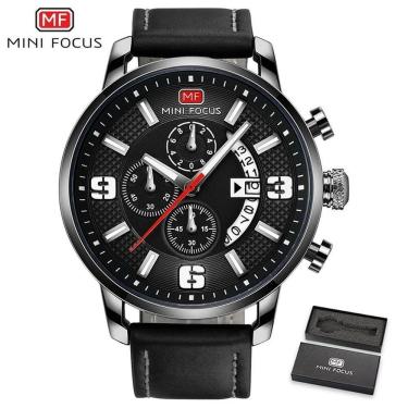 Imagem de Relógio De Pulso Masculino Mini Focus Mf-0025 à Prova D'água Cinza Escuro