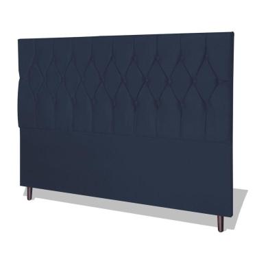 Imagem de Cabeceira Estofada Box Casal Queen Size Encosto Para Cama Ram 1500 164x126 Cm Azul Marinho