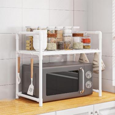 Imagem de Estante Organizador Duplo Cozinha Escritorio Suporte Microondas Rack Forno Prateleira Multiuso Cor:branco
