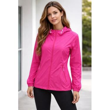 Imagem de Jaqueta feminina corta vento c/ capuz em elastano academia Tamanho:5XL