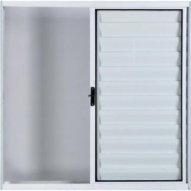 Imagem de Janela Veneziana de Alumínio 3 Folhas 1,20 X 1,20 Sem Grade Cor Branco