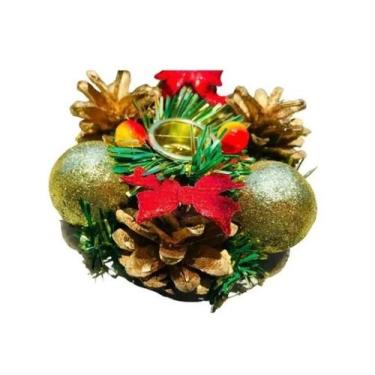 Imagem de Castiçal Com Bolas Enfeite Mesa Posta Ceia Natal - Online