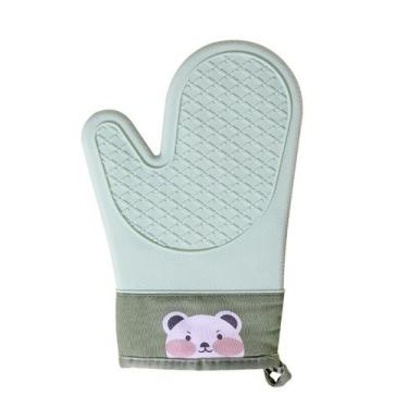 Imagem de Luvas de forno, silicone, resistente ao calor, verde menta, conjunto d