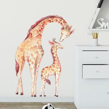 Imagem de Adesivos de parede em aquarela Giraffe Mom and Baby 39x52cm PVC - yiwe
