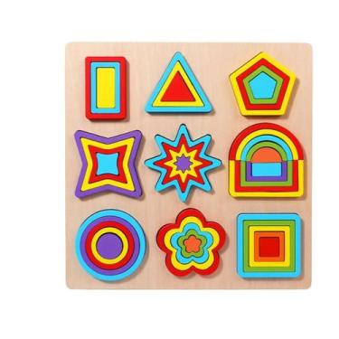 Imagem de Quebra-cabeça Montessori de forma geométrica de madeira A-Ty para cria