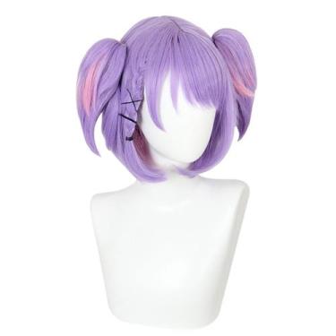Imagem de Peruca de cosplay com rabo de cavalo duplo roxo Yin You Heart Xiao Qia