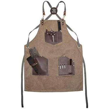Imagem de Avental de cabeleireiro em lona cruzada com vários bolsos - yiweisai