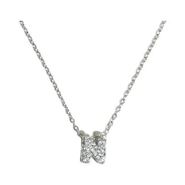 Imagem de Colar Feminino De Letras Em Prata Com Design De Balão, Cadeia De Aço I