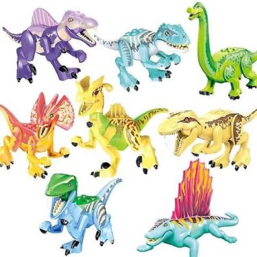 Imagem de Conjunto de blocos de construção: dinossauro, 8 peças, montado para cr
