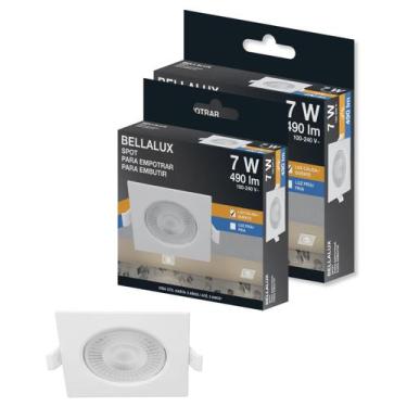 Imagem de 3 spot led quadrado 7w biv 490lm 3000k br - BELLALUX