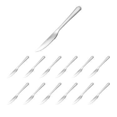 Imagem de Jogo com 12 Facas de Churrasco Aço Inox c/ Acabamento Polido