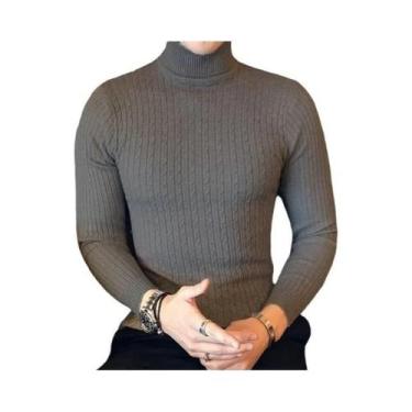 Imagem de Suéter Masculino De Inverno Grosso E Quente Com Gola Alta, Pulôver Sli