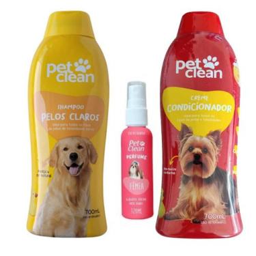 Imagem de Kit PetClean Shampoo Pelos Claros + Condicionador + Perfume - Pet Clea