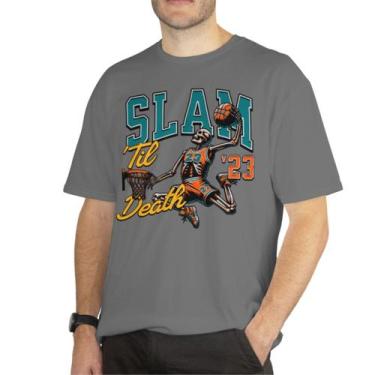 Imagem de Camiseta Masculina Street Manga Curta Estampa Basquete Caveira Slam Du