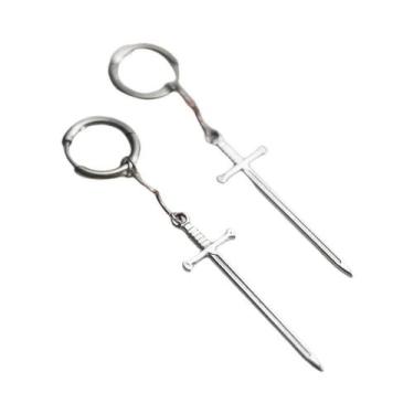 Imagem de Brinco De Argola Pequeno Com Pingente De Espada Gótica Sakura Preta E 